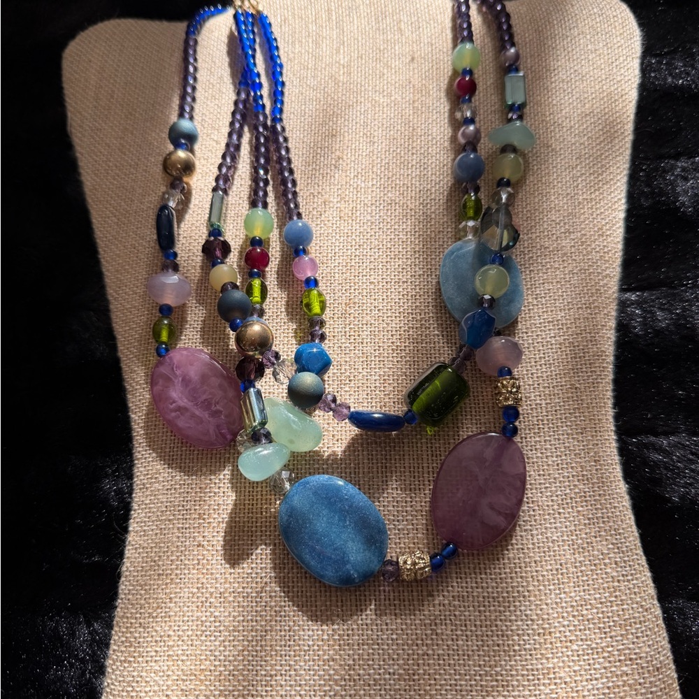 Vintage Chico’s Multicolor & Multi strand Beaded Statement Necklace